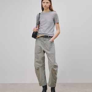 Nili Lotan Shon Pant  Bow Leg Carpenter Gray 00 barrel